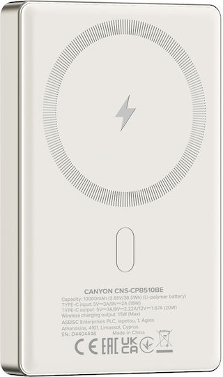 Canyon OnPower 510 MagSafe 10000mAh 20W with USB-C Port Power Delivery Beige view 4