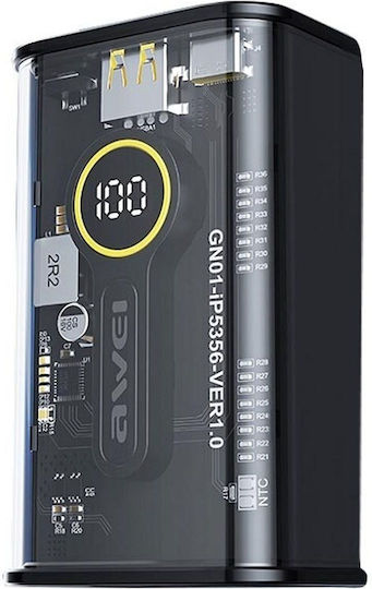 Awei P165K Power Bank 10000mAh 22.5W with USB-A Port and USB-C Port Power Delivery Black