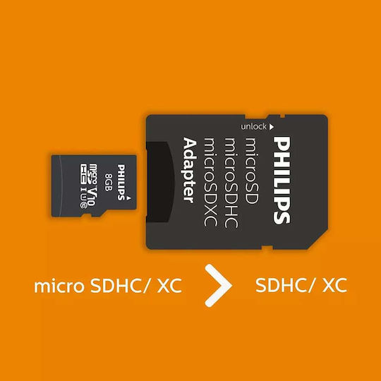 Philips FM08MP45B microSDHC 8GB U1 V10 High Speed with Adapter view 8
