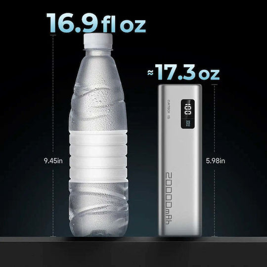 Cuktech CUKP200XGLGR Power Bank 20000mAh 100W with USB-A Port and 2 USB-C Ports Gray view 4