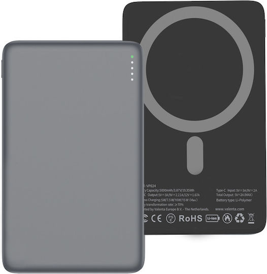 Valenta 588676 MagSafe Power Bank 5000mAh 15W Gray view 1