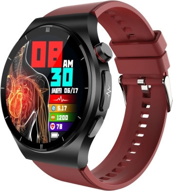 Et340 1.46 Inch Color Screen Smart Silicone Strap Watch Support Blood Oxygen Blood Glucose Uric Acid Measurement Blood Lipid Monitoring Red view 1