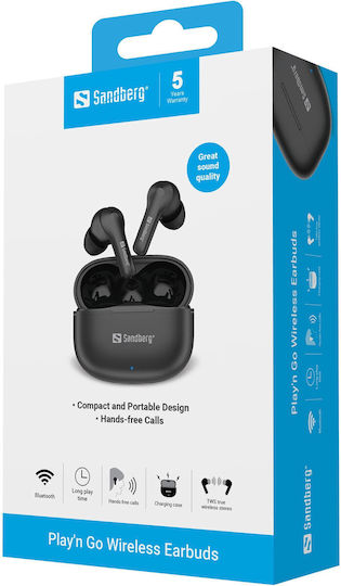 Sandberg Play'n Go In-ear Bluetooth Handsfree Earphones with Charging Case Black view 5