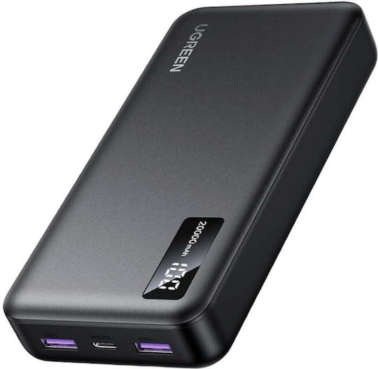 Ugreen PB312 Power Bank 20000mAh 20W with 2 USB-A Ports and USB-C Port Black vue 8
