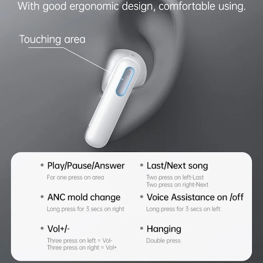 Yesido TWS34 In-ear Bluetooth Handsfree Earphones with Charging Case White view 4