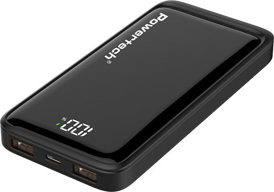 Powertech PT-1326 Power Bank 10000mAh 22.5W with 2 USB-A Ports and USB-C Port Power Delivery / Quick Charge 3.0 Black