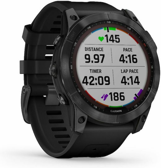 Garmin Fenix 7X Solar Stainless Steel 51mm Waterproof Smartwatch with Heart Rate Monitor (Slate Grey with Black Band) view 5