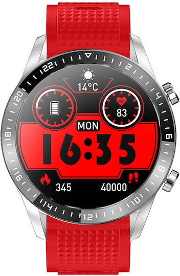 DAS.4 SL13 Smartwatch with Heart Rate Monitor (Silver / Red) view 2