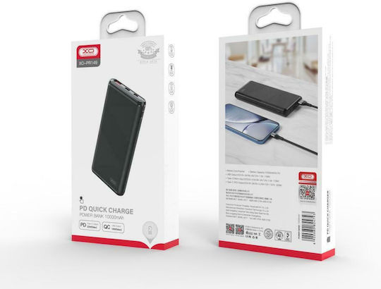 XO PR149 Power Bank 10000mAh 20W with USB-A Port and USB-C Port Power Delivery Black view 3