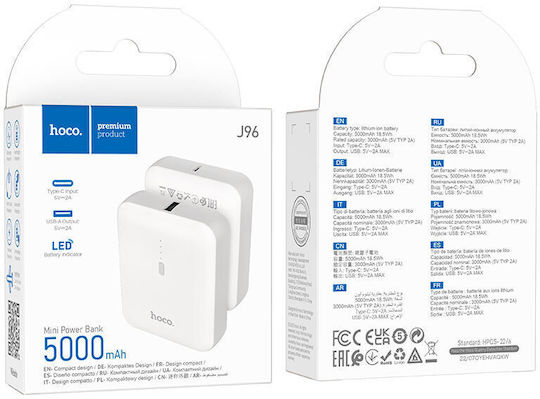 Hoco J96 Strider Power Bank 5000mAh with USB-C Port White view 4