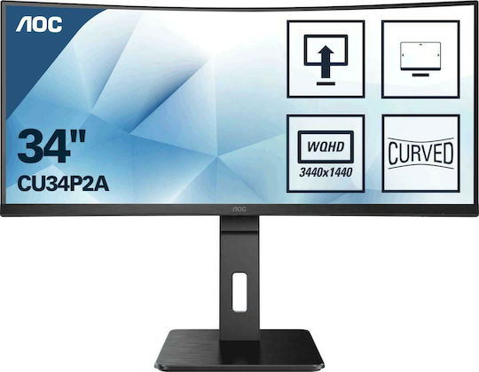 AOC CU34P2A Ultrawide VA Curved Monitor 34" QHD 3440x1440 with Response Time 4ms GTG view 4