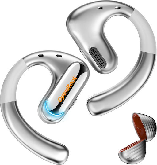 OneOdio OpenRock Pro Bone Conduction Bluetooth Handsfree Earphones with Sweat Resistance and Charging Case Silver view 1