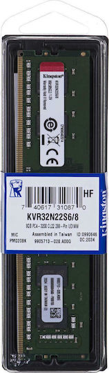 Kingston ValueRAM DDR4 with Module 1x8GB and Speed 3200 for Desktop KVR32N22S6/8 vista 2