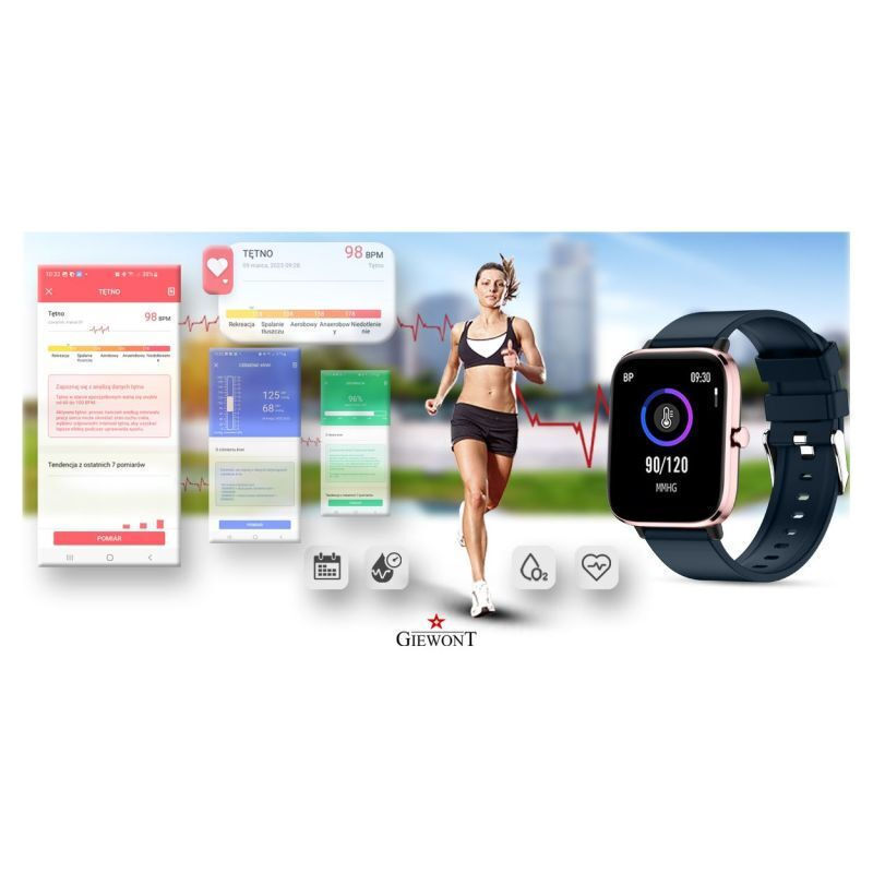 Giewont Smartwatch with Heart Rate Monitor (Pink and Navy Blue) view 5