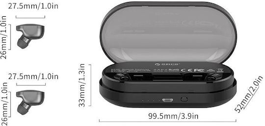 Orico SoundPlus M8 In-ear Bluetooth Handsfree Earphones with Charging Case Black view 3