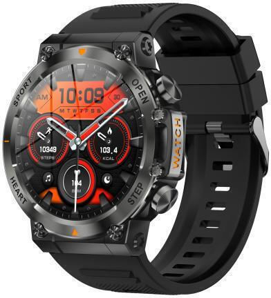 AK61 Smartwatch with Heart Rate Monitor (Black Silicone)
