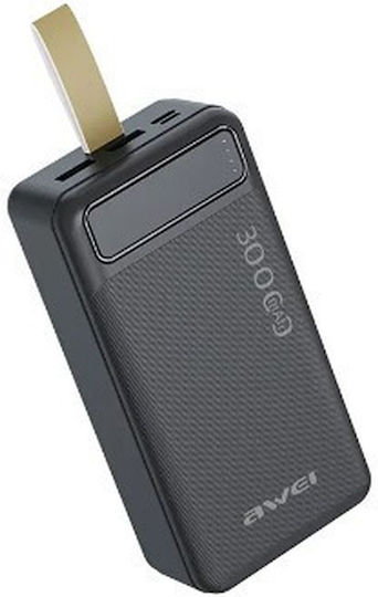 Awei P7K Power Bank 30000mAh with 2 USB-A Ports and USB-C Port Black