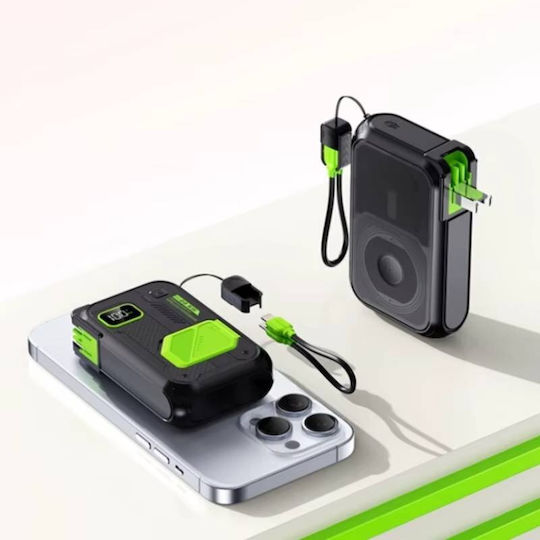Nine G35 22.5w Wireless Fast Charging MagSafe Power Bank 2x Type-c Lightning Ports 10000mah Green Black view 2