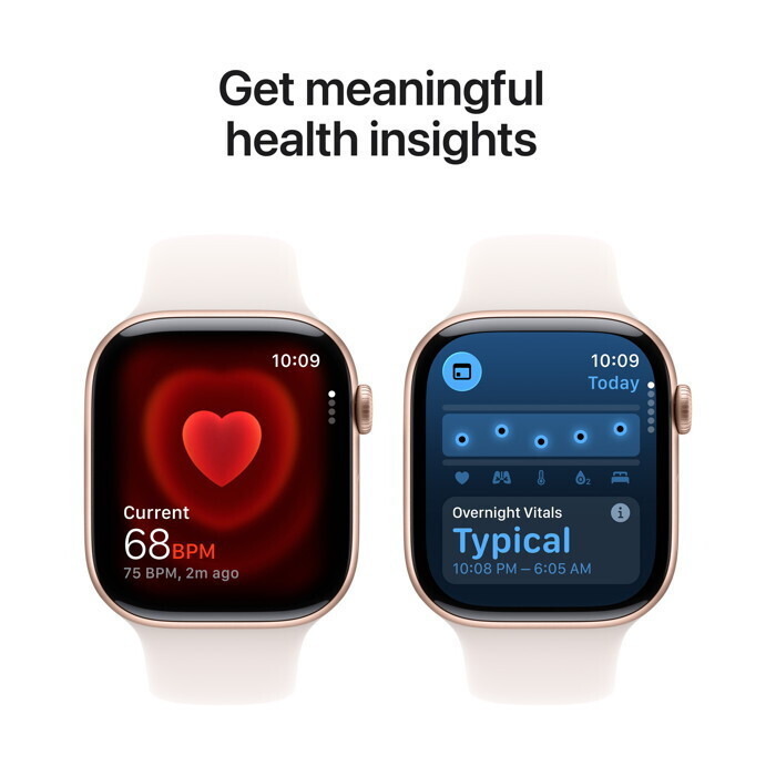 Apple Watch Series 11 Aluminium 46mm Waterproof with Heart Rate Monitor (Rose Gold Aluminium Case with Light Blush Sport Band - M/L) view 6