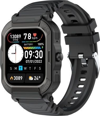 H30 1.91 Inch Color Screen Smart Watch Support Heart Rate Monitoring Blood Pressure Monitoring Black view 1