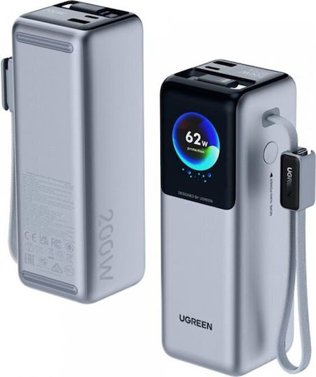 Ugreen Nexode PB728 Power Bank 25000mAh 200W with USB-A Port and 2 USB-C Power Delivery Ports Gray