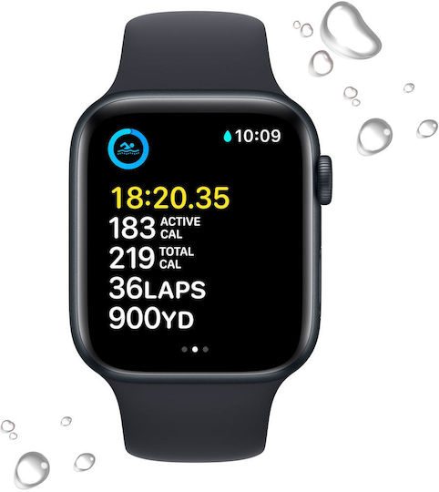 Apple Watch SE 2023 Aluminium 44mm Waterproof with Heart Rate Monitor (Midnight with Midnight Sport Band (S/M)) view 4