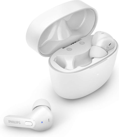 Philips TAT2206 Earbud Bluetooth Handsfree Earphones with Sweat Resistance and Charging Case White vue 3