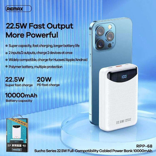 Remax Ii Series Power Bank 10000mAh 22.5W Power Delivery / Quick Charge 3.0 White view 4