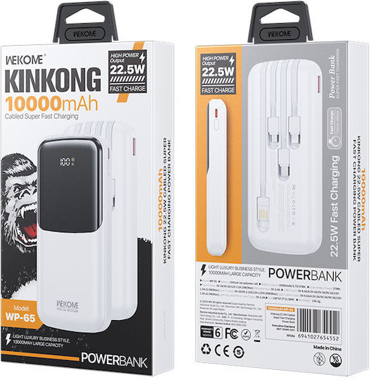 WK WP-65 Power Bank 10000mAh 22.5W Power Delivery White view 2