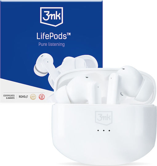 3MK LifePods In-ear Bluetooth Handsfree Earphones with Charging Case White