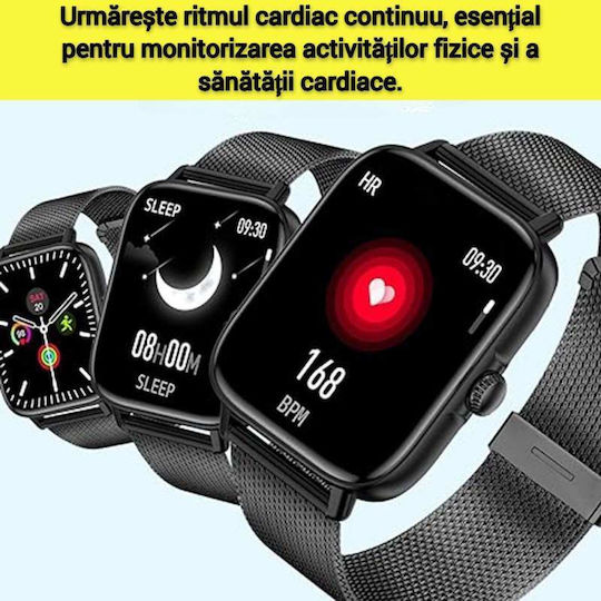 Smartwatch with Heart Rate Monitor (Black) vista 6