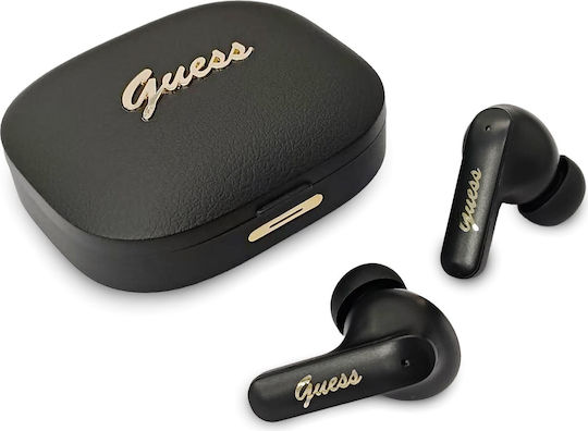 Guess PU Metal Logo In-ear Bluetooth Handsfree Earphones with Charging Case Black