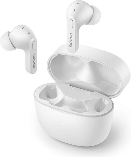 Philips TAT2206 Earbud Bluetooth Handsfree Earphones with Sweat Resistance and Charging Case White vue 4