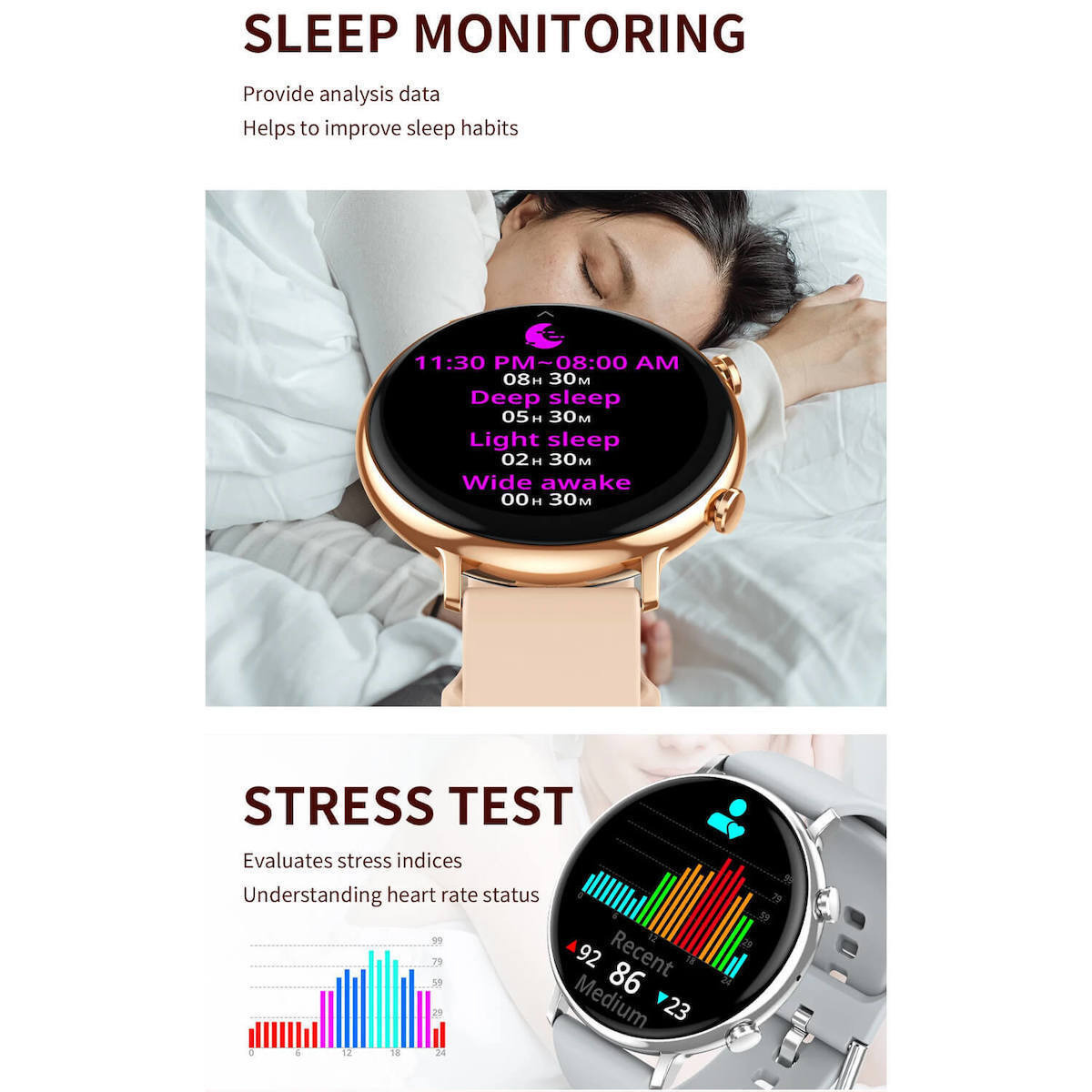 Microwear CY700 Smartwatch with Heart Rate Monitor (Pink Silicone) view 5