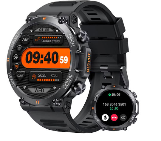 46mm Smartwatch with Heart Rate Monitor (Black) vue 2