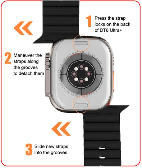 NO.1 DT8 Ultra+ Smartwatch with Heart Rate Monitor (Orange) view 7