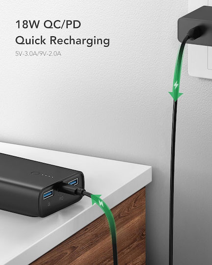 Charmast C1146L Power Bank 10000mAh 20W with 2 USB-A Ports and USB-C Port Black view 4