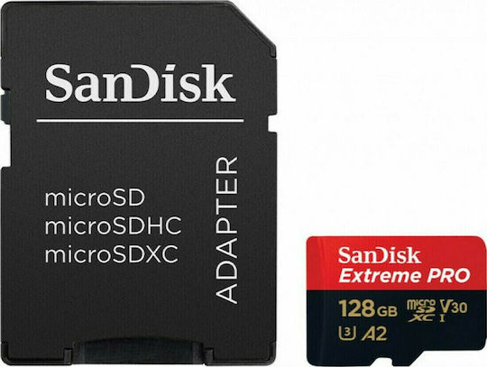 Sandisk Extreme Pro microSDXC 128GB U3 V30 A2 UHS-I 200MB/s with Adapter