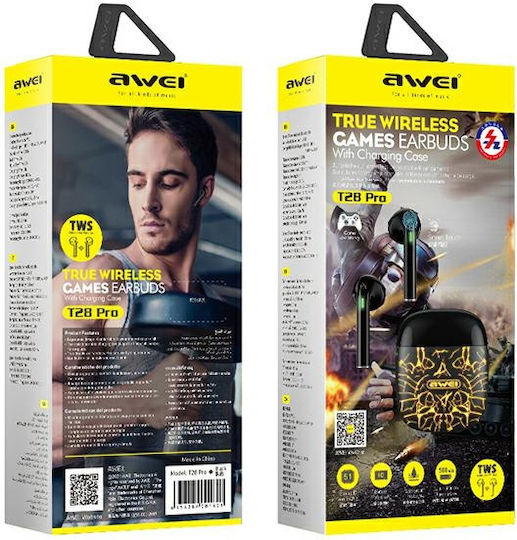 Awei T28 Pro In-ear Bluetooth Handsfree Earphones with Charging Case Black and Gray view 3