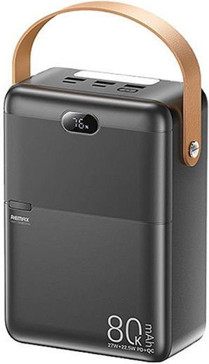 Remax RPP-118 Power Bank 80000mAh 27W with 3 USB-A Ports and 2 USB-C Ports Power Delivery Black