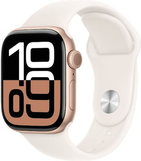 Apple Watch Series 10 Cellular Aluminium 46mm Waterproof with eSIM and Heart Rate Monitor (Rose Gold with Light Blush Sport Band - S/M) view 3