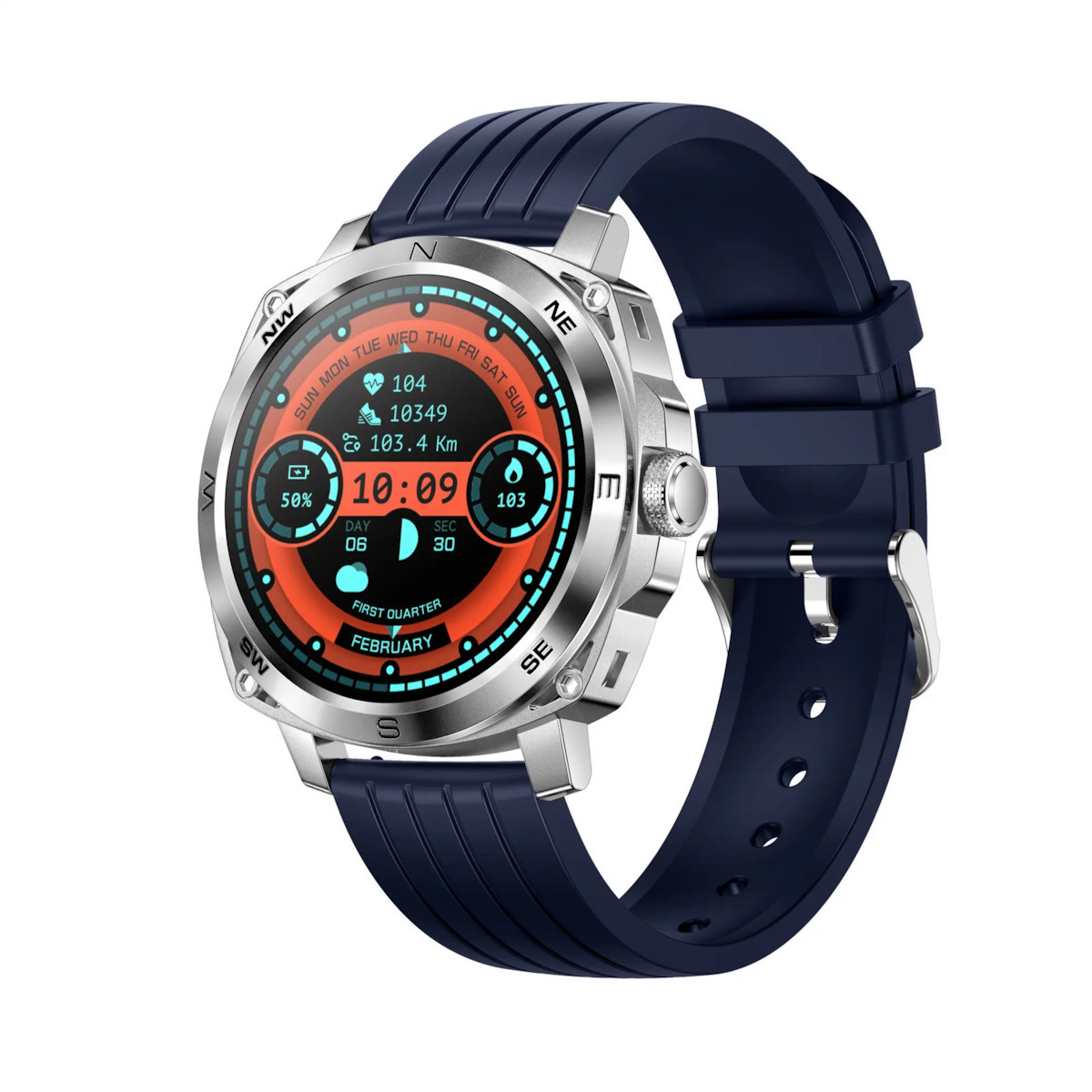 RisenFiT Aluminium Smartwatch with Heart Rate Monitor (Silver) view 6