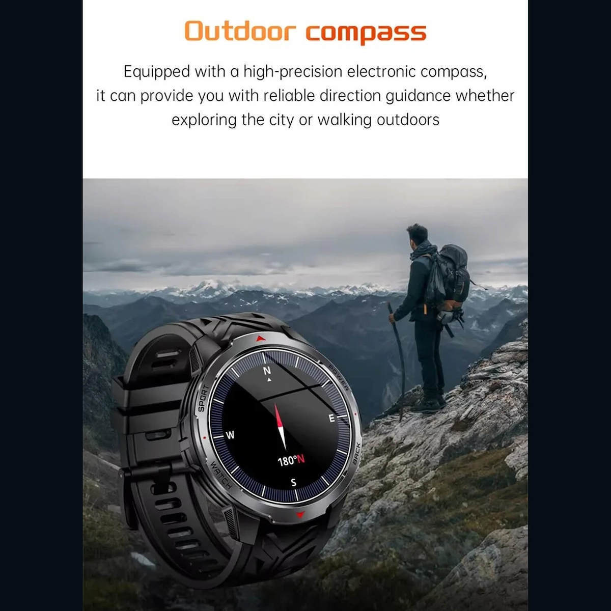 Microwear KT88 Smartwatch with Heart Rate Monitor (Grey Silicone) view 9