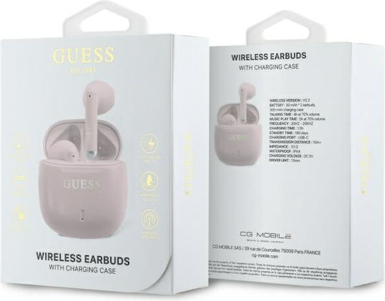 Guess Printed Classic Logo Earbud Bluetooth Handsfree Earphones with Charging Case Pink view 4