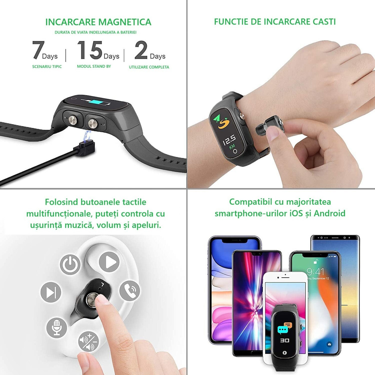 Alista Home N8 Smartwatch with Heart Rate Monitor (Black) view 2