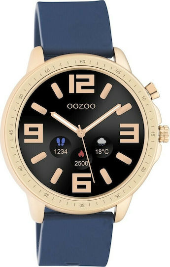Oozoo Q00326 45mm Smartwatch with Heart Rate Monitor (Gold / Blue) view 1