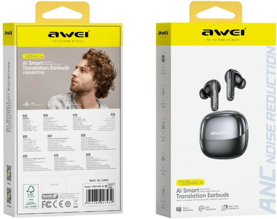 Awei T229 ANC AI In-ear Bluetooth Handsfree Earphones with Charging Case Gunmetal view 2
