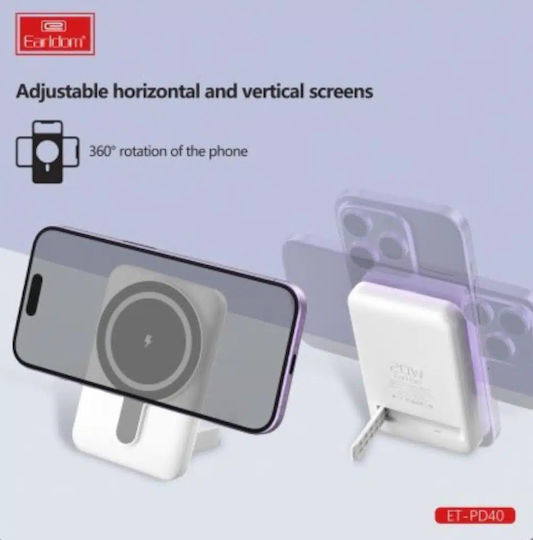 Earldom ET-PD40 MagSafe Power Bank 5000mAh 15W with USB-C Port White vista 3