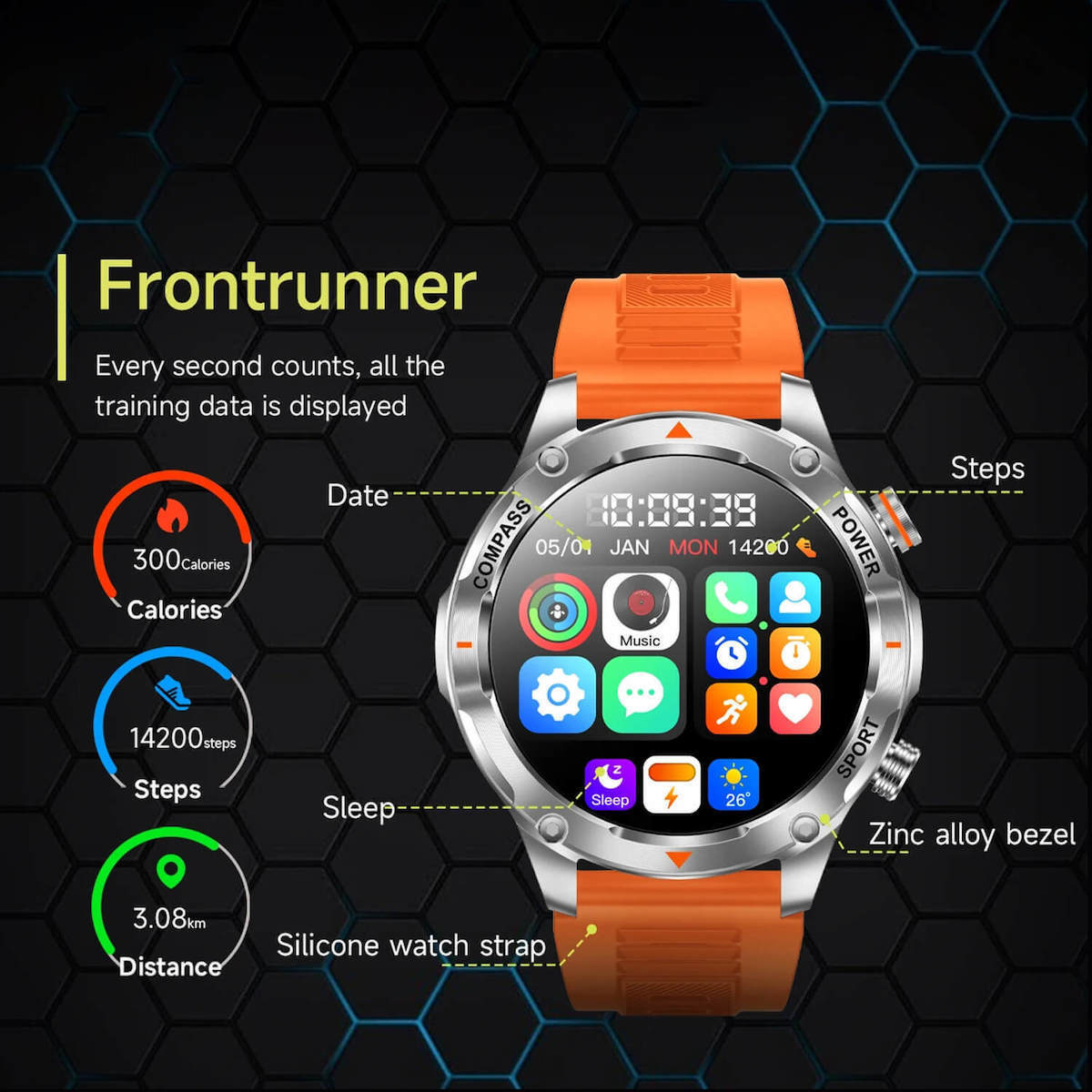 Smartwatch Microwear V65 Brown Silicone view 6