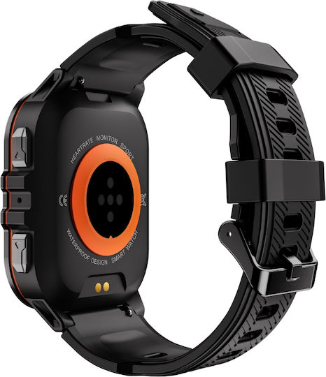 Microwear C26 Smartwatch with Heart Rate Monitor (Black Case / Black Silicone Strap) view 2